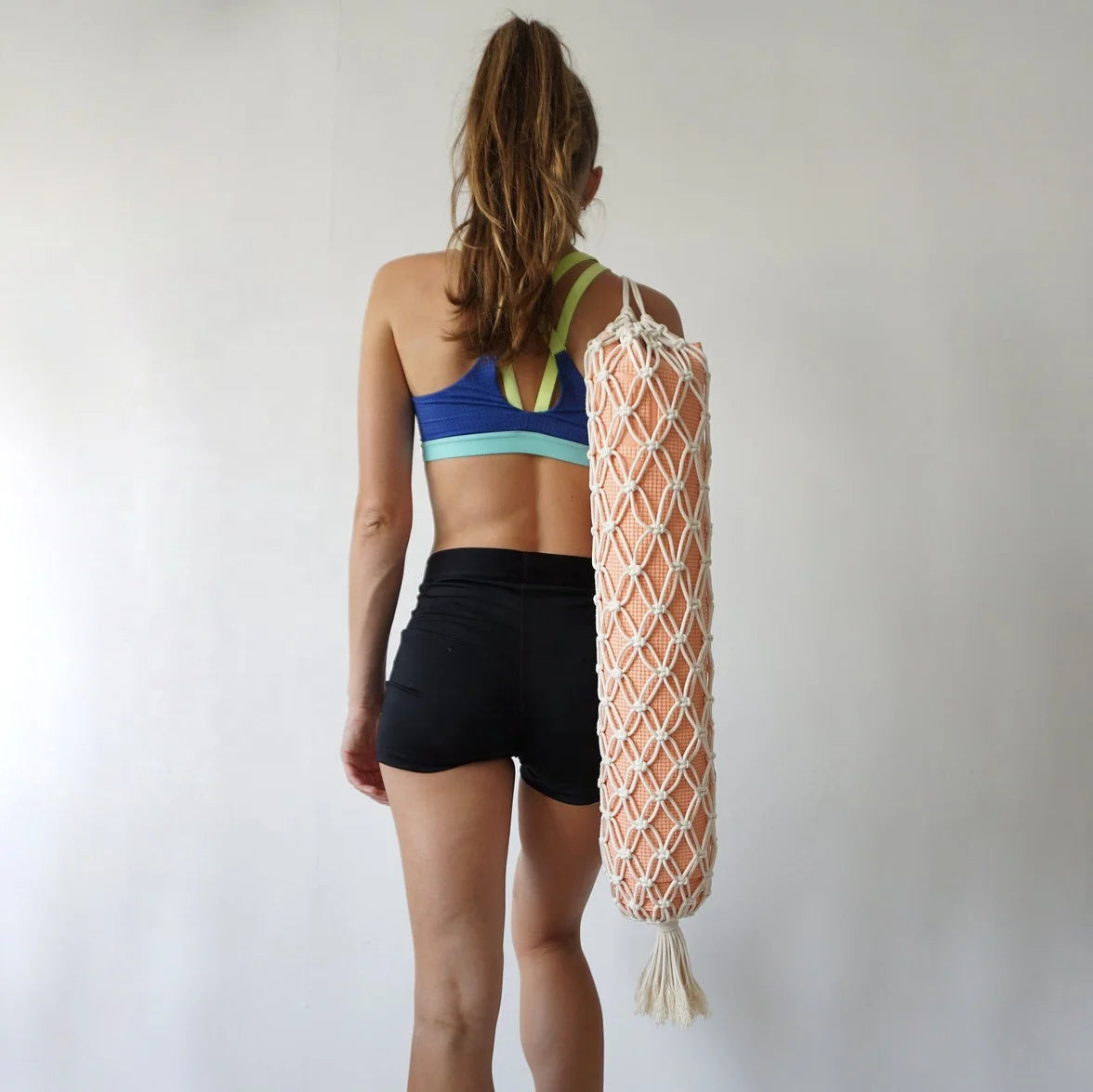 Boho Adjustable Handmade Cotton Women Sports Shoulder Carrier Macrame Yoga Bag Mat Strap