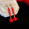 2024 Products Design Women Chinese Style Red Lunar New Year Red Pendant Drop Earrings for Festive Jewelry