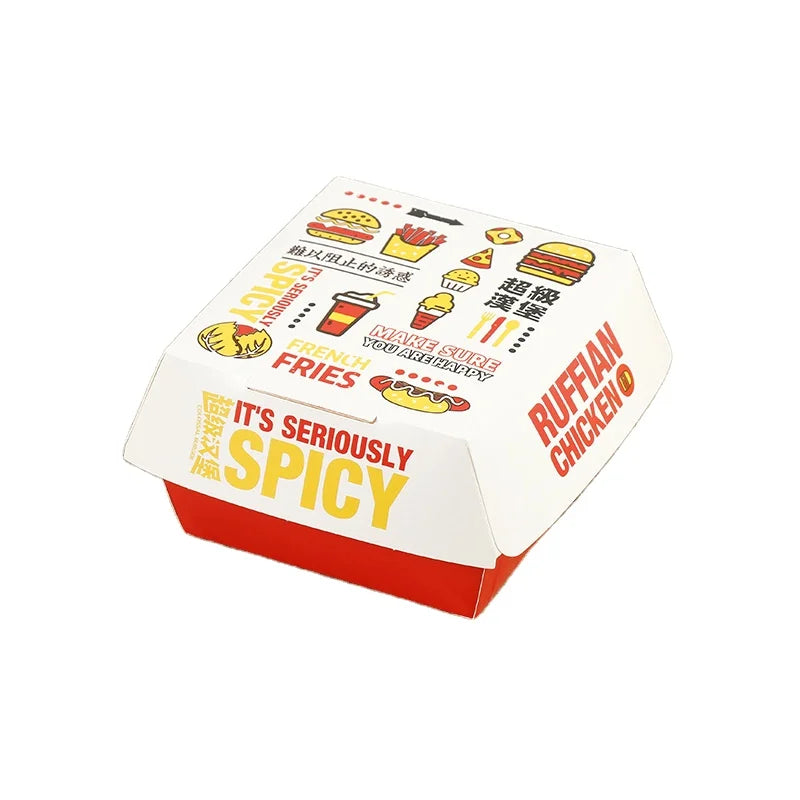 White Biodegradable Craft Fries New Packaging Wholesale Customized Take Away Lunch 5 Inch Paper Box Hamburger