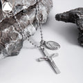 VAF CLASSIC 60CM Jesus Virgin Mary Cross Pendant Necklace Stainless Steel Jungfrau Maria Vierge Collar Colgante