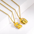 JUSNOVA Hot Selling Women Girls Stainless Steel Flat Snake Chain Zircon Stone Charm Jewelry Necklace 18 K Gold