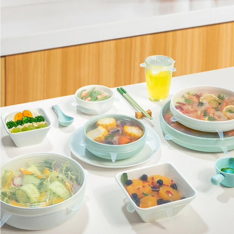 Reusable Silicone Food Storage Wraps for Microwave Custom Silicone Stretch Lids Washable for Dishwasher
