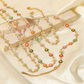 G2688 Wholesale Collier Collares 18K Gold Plated Stainless Steel Colorful White Daisy Flower Chain Bracelet Necklace for Women