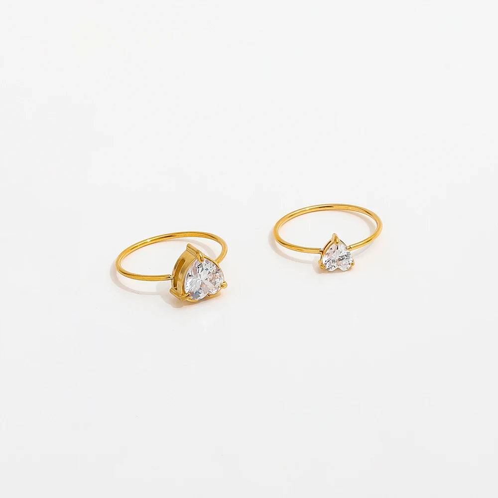 Joolim Shinny Waterproof& & Tarnish Free Triangle Diamond Cz Crystal Stone Stainless Steel Rings Fashion Jewelry