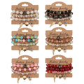 Bohemian Stackable Zinc Alloy Bead Bracelets Women Wings Heart Hamsa Charms Set Stretch Multilayered Glass Beads Wedding Gift