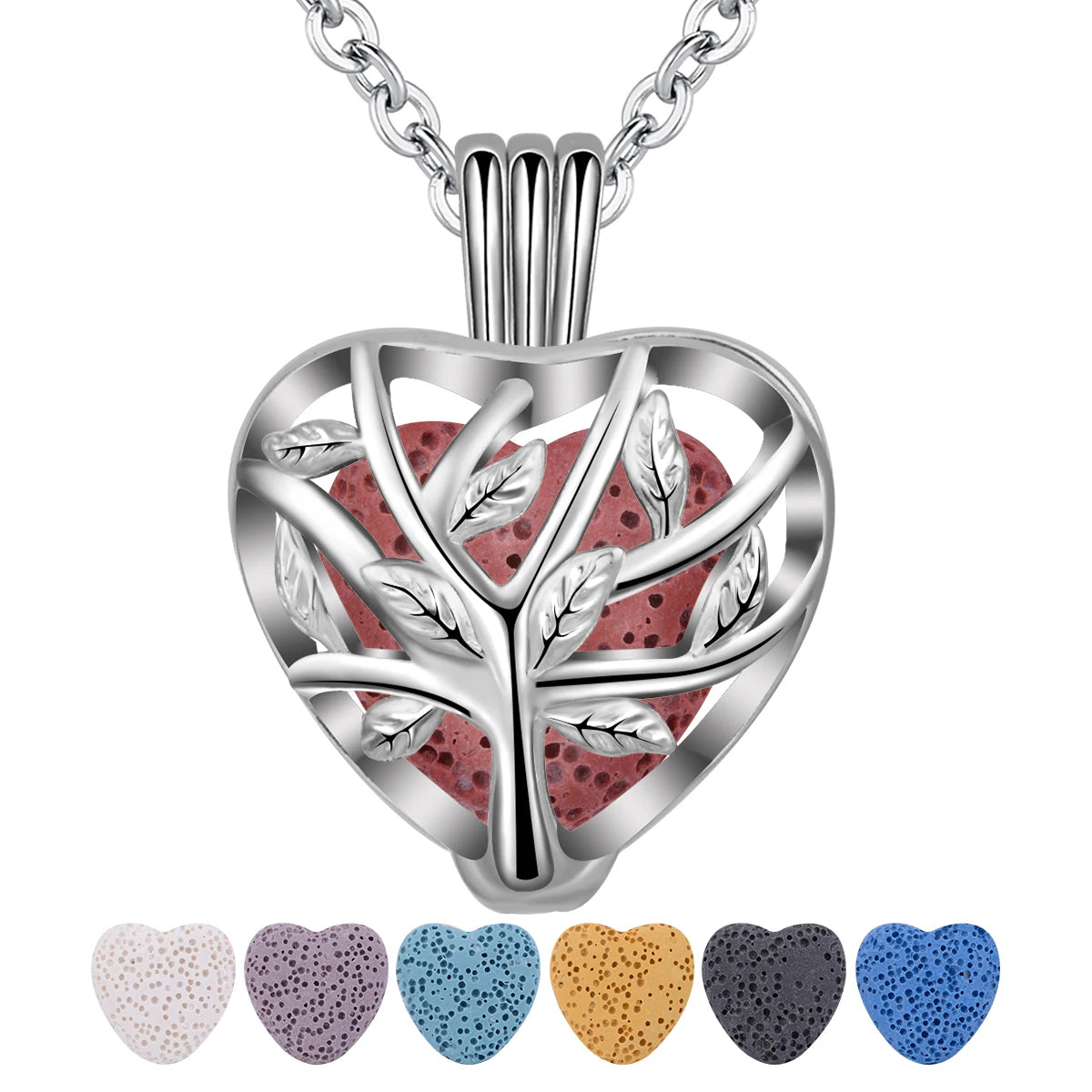 Merryshine Unisex Silver Plated Zircon Cage Heart Pendant Aromatherapy Aroma Diffuser Necklace