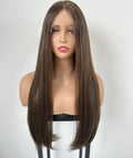 Cuticle Aligned Lace Top Kosher Wig Brown Color Straight Jewish Human Hair Wigs for White Women