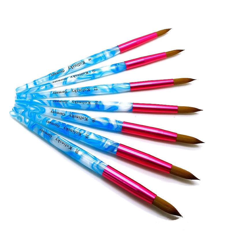 Manufacturer Acrylic Nail Art Kolinsky Brush 8# 10# 12# 14# 16# 18# 20# Custom Logo Nail Glue Brush Kolinsky Nail Brush