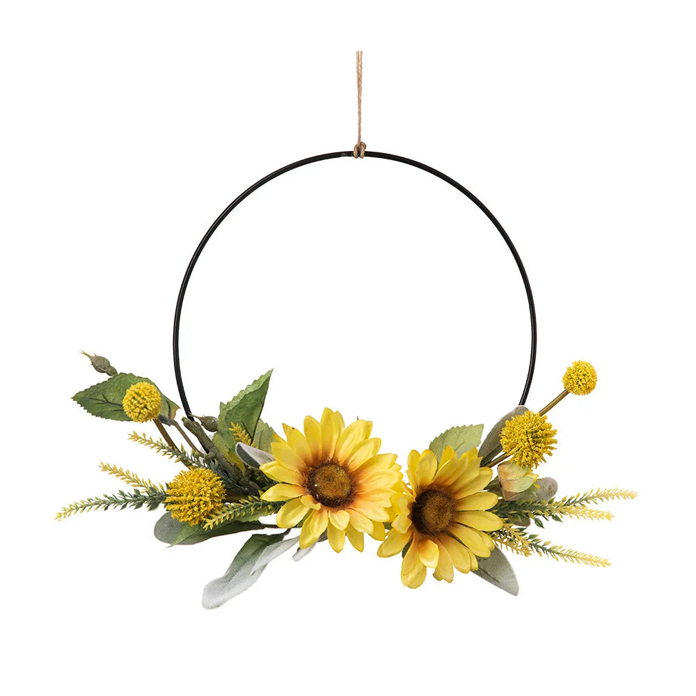 2024 Artificial Sunflower Thorn Ball Wreath Wall Hanging New Design Decorative Flowers and Plants