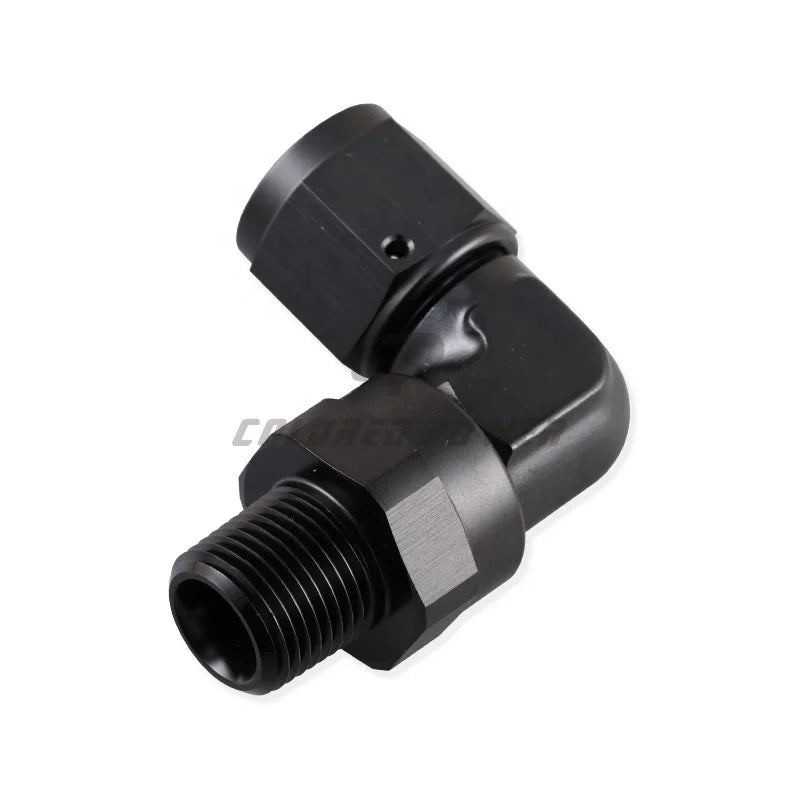 New Arrival Aluminum Black Anodized Swivel 90 Degree AN10 to 3/8" NPT Fittings