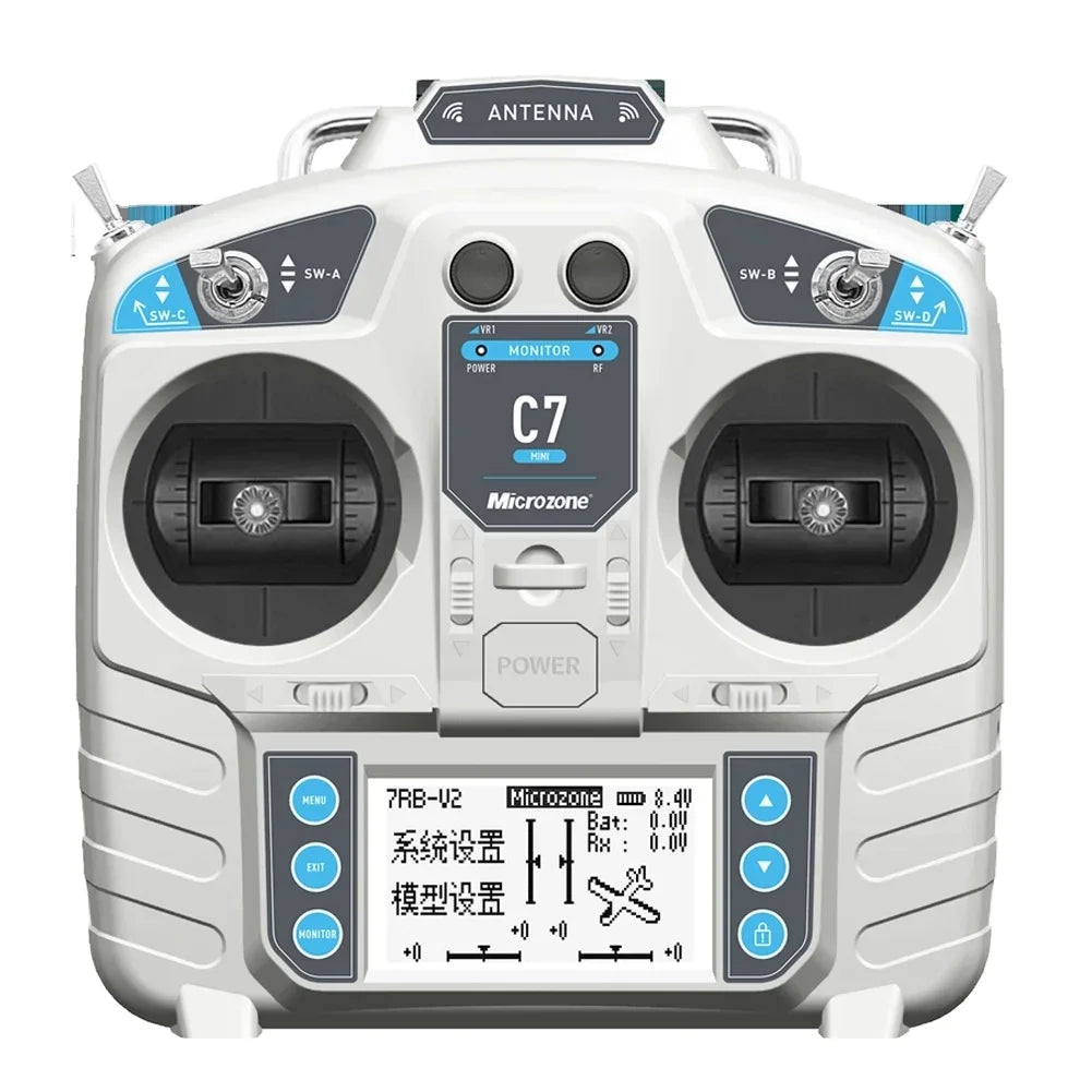 MicroZone MC7 C7 MINI 2.4G Controller Transmitter with MC8RE Receiver Radio System for RC Aircraft Drones Multirotor Helicopters