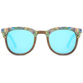 Wholesale UV400 Luxury Black Walnut Shades Ice Blue Polarized Classic Abalone Seashell Real Wood Sunglasses for Men Women