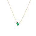 Fashion Jewelry 925 Sterling Silver Geometric square Rectangle Water Drop Emerald Green Diamond Zircon Gold Plated Necklaces Wom