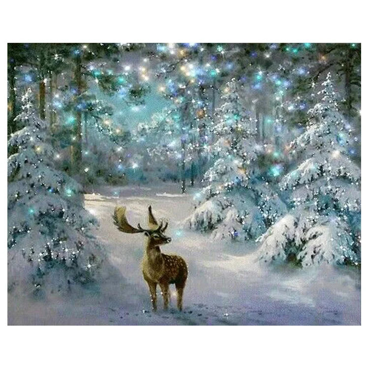 Diamond Art Painting Deer Elk Diamond Mosaic Picture Of Rhinestones Christmas Trees Gift Home Decor ASF1053