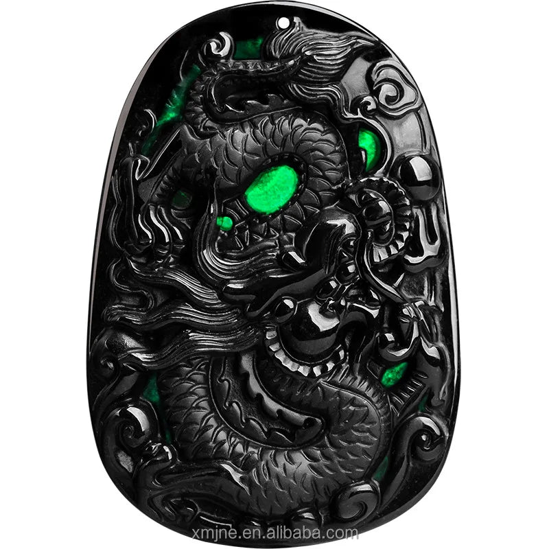Certified Grade a Natural Ink Green  Jadeite Ink Jade Zodiac Dragon Jade Pendant Dragon Ice Seed Pendant Jewelry Wholesale