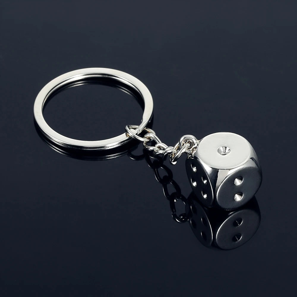 Zinc Alloy Silver Metal Casino Dice Keyring Accessories Custom Dice Promotional Keychain