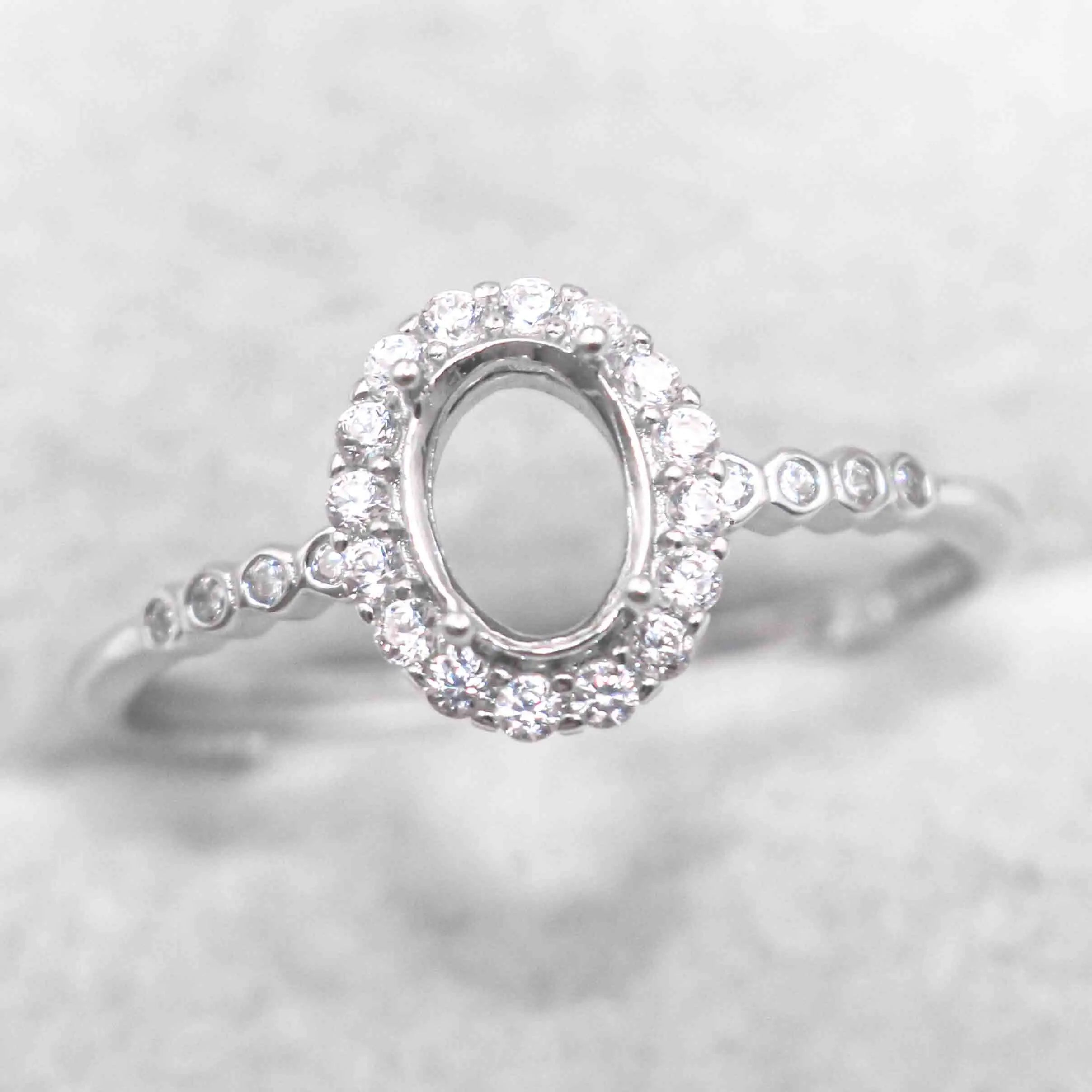 Sterling Silver 5*7/6*8/7*9/8*10/9*11/10*12mm Semi Mount Ring Empty Blank S925 Claws Setting Base Without Center Stone DIY Inlay