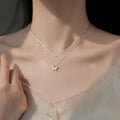 Shiny Micro-inlaid Rhinestone Double Layer Necklace Ladies Exquisite Butterfly Clavicle Chain Necklaces