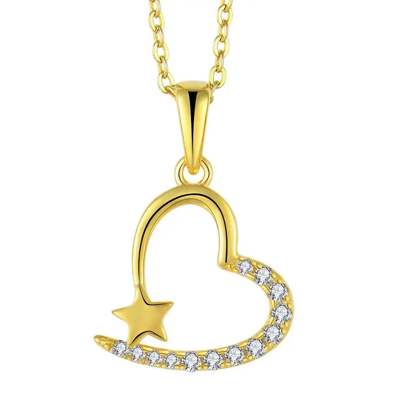 Full Diamond Love Short Collarbone Chain Necklace Heart Jewelry Pendant Heart Necklace Valentines Gift 925 Sterling Silver Daily
