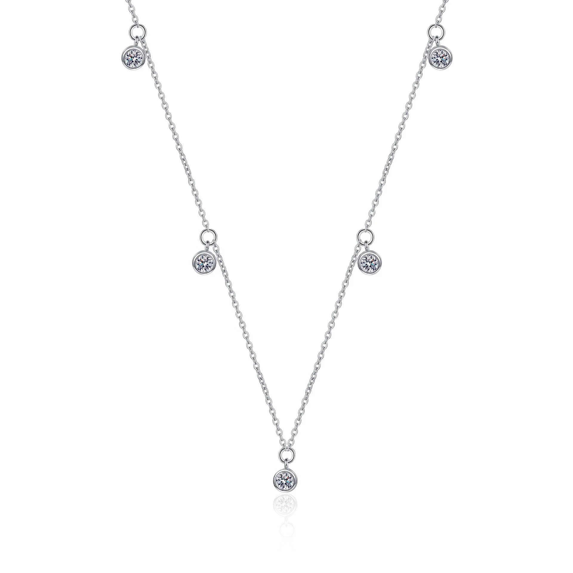 Moissanite Jewelry S925 Silver Moissanite Necklace Women Fine Plated VVS Diamond Chain