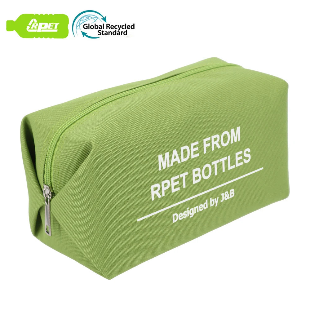 RPET Recycled Bottles 600D Toiletry Bag for Men Travel Washing Shaving Bag Beauty Square Velvet Portable Cosmetic Makeup Bag