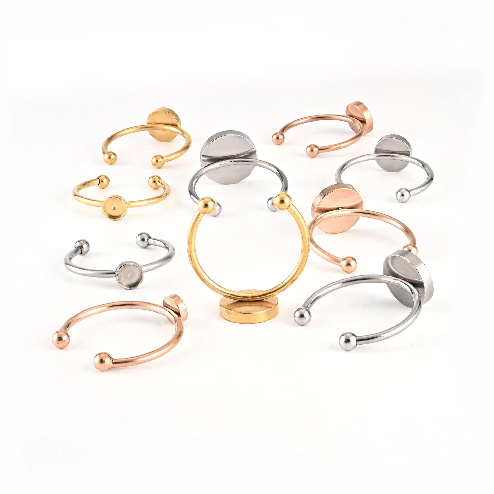 Stainless Steel Gold Plated Adjustable Ring Settings Blank/Base