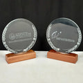 Blank Circle Crystal Trophy with Wooden Base  MH-NJ0138
