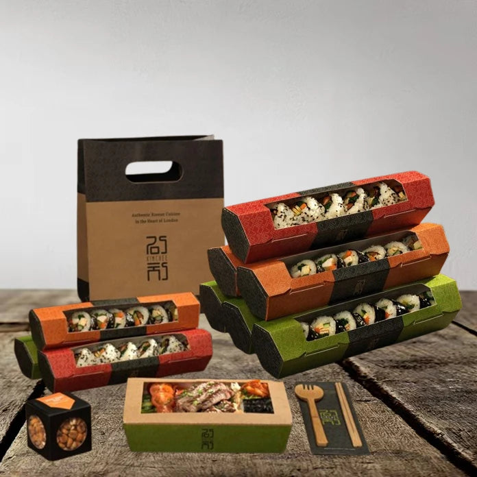 Stylish Black Sushi Cardboard Boxs Innovative and Rectangular Sushi Packaging Box