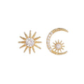 Wholesale  925 Sterling Silver Jewelry Shiny Zirconia Crystal Moon Star Shape Stud Earrings for Women Oorbellen