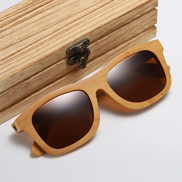 Hot Sell Lunettes Wood Frame Bambu Gafas Sunglasses Men Bamboo Mirror Sunglass Mens Sun Glasses