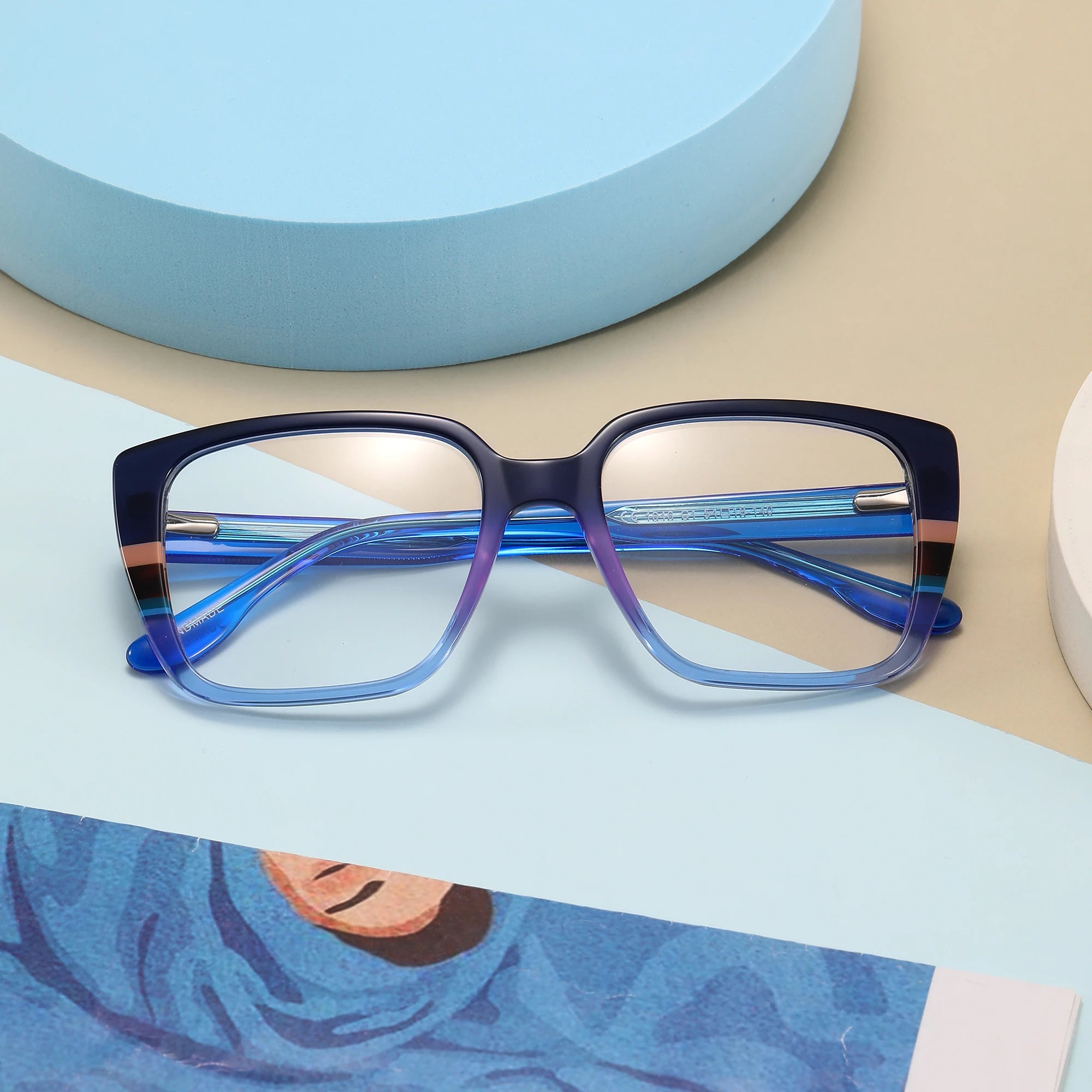 2024 Hot Sale Fashion Acetate Optical Frame Trend Cat Eye Designer Eyeglasses Frame Thick Acetate for Women Men