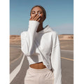 Sr_466 2025 Custom Women Crop Top Hoodie Pullover Sweatshirt Oversized Long Sleeve Fashion Streetwear Casual Hoodies for Ladies