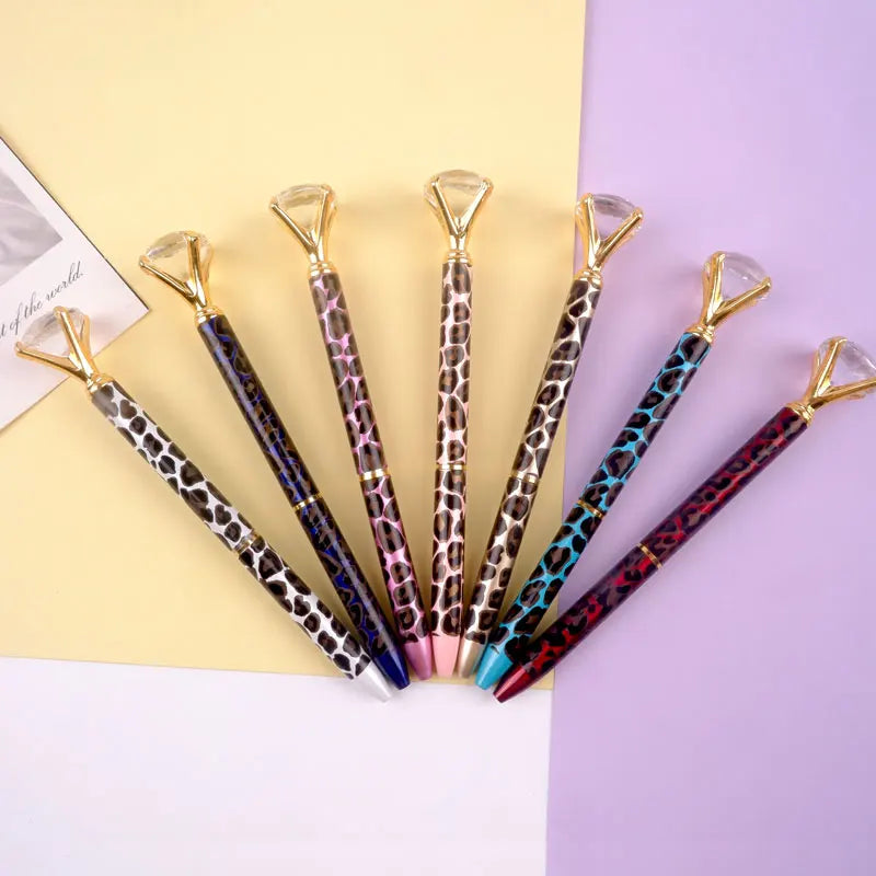 Personal Tailor Sale 1.0mm Metal Ballpoint Pen Bling Bride Shower Leopard Print Crystal Diamond for Wedding Office & School