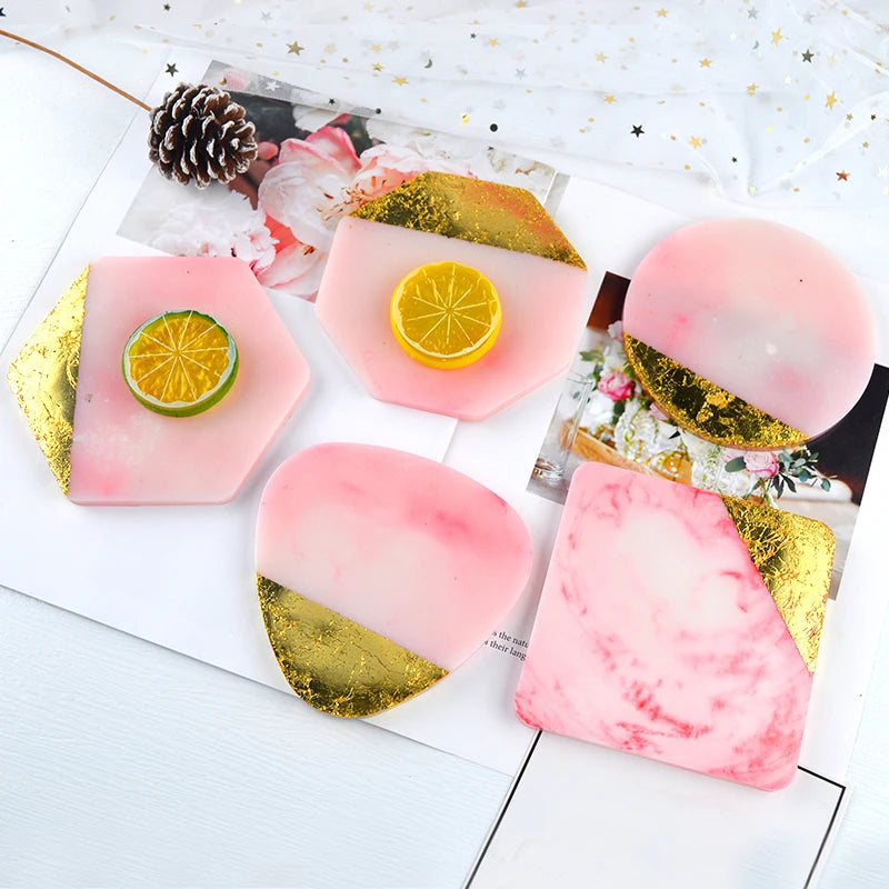 Coaster Mold Diy Shiny Crystal Epoxy Silicone Resin Mold Wave Large Geode Agate Mold Mirror Resin Pendant Fruit Tea Tray