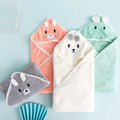 Custom Coral Fleece Quick-Dry Animal Hooded Baby Bath Towel Swaddle Wrapping Wearable Blanket for Child's Bathroom & Bedroom