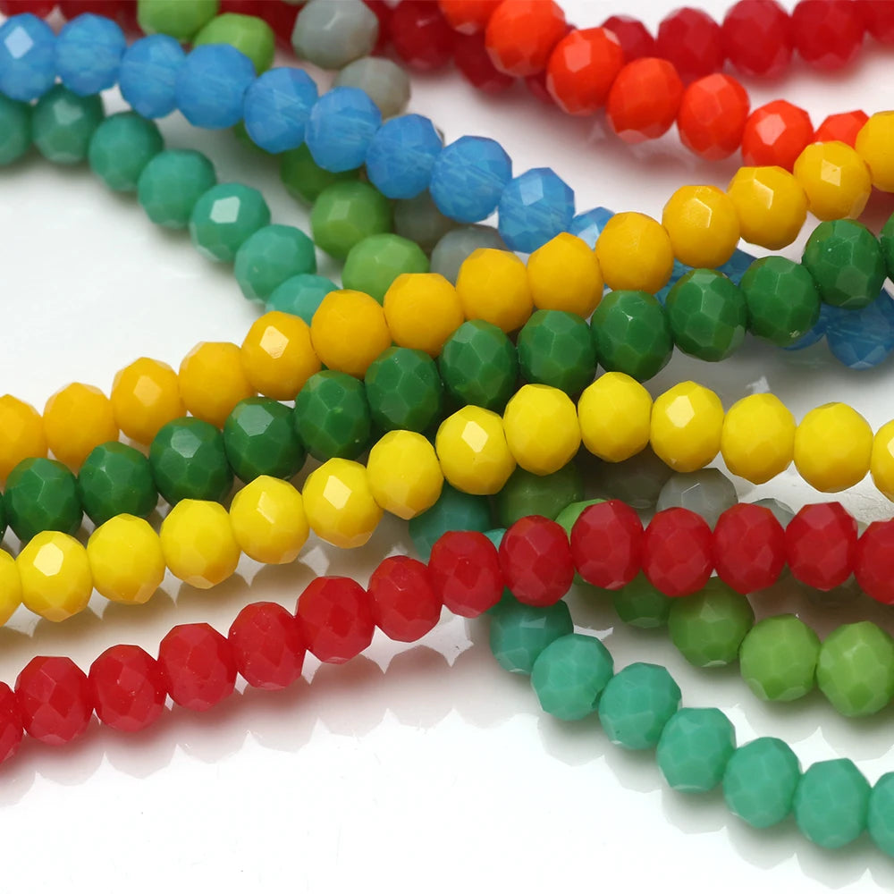 Zhubi 4mm Flat Rondelle Glass Beads  Faceted Round Crystal Beads for Jewelry Making Pendant Necklace & DIY Accessories