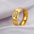 Myshape Gold Color Tree of Life Pendant Rings for Women Punk Vintage Stainless Steel Jewelry 2022 Women's Ring Wedding Gift