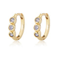 Trendy 925 Sterling Silver Gold Plated 14k Earring Three Stones huggies 925 Silver Hoop Earring for Woman