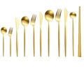 Hotel Wedding Golden Cutlery Set Thick Solid 304 Material Stainless Steel Matte Fork and Knife Set Bulk Silverware