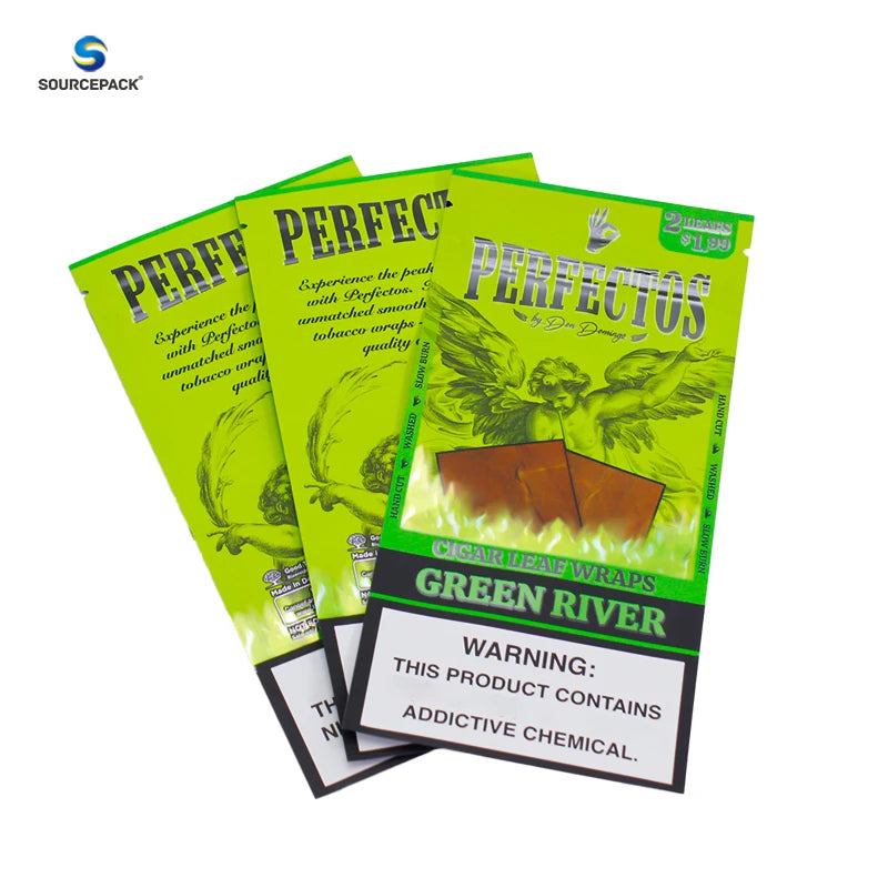 Digital Printing Custom Logo Aluminum Foil Zipper Plastic Cigar Leaf Pre Rolled Packaging Three Side Sealed Mylar Pouch