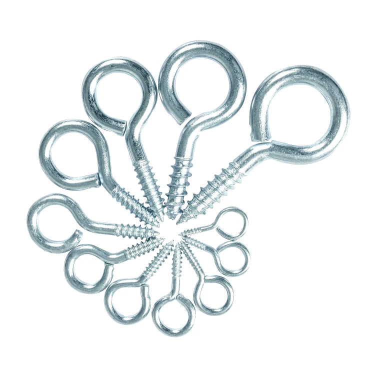 Galvanized Steel 1#-16# Small Screw Eye Pin Zinc Plated Bath Towel Eye Screw with Hanging Hooks Snake Metal Iron