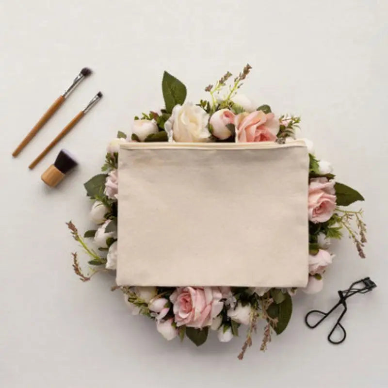 Fashion Organic Cosmetic Customize Bags Canvas Handle Personalised Black Makeup Bag
