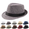Spring Summer Short Brim Outdoor Sunshade Classic Retro Men Fedora Top Jazz Plain Bowler Chepeau Straw Beach Cap Hat