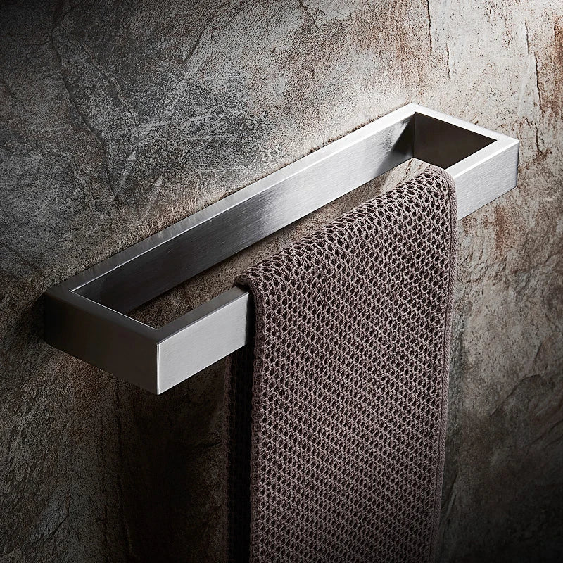 Wall Mounted Bathroom Towel Bar 304 Stainless Steel Silver Towel Rack Bathroom Accessories Toilet Paper Holder for Washroom