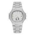 Luxury Bling Quartz Watch Relojes Men Hip Hop Gold Plated Waterproof Wristwatch Crystal Full Diamond Iced Out Quartz Watch