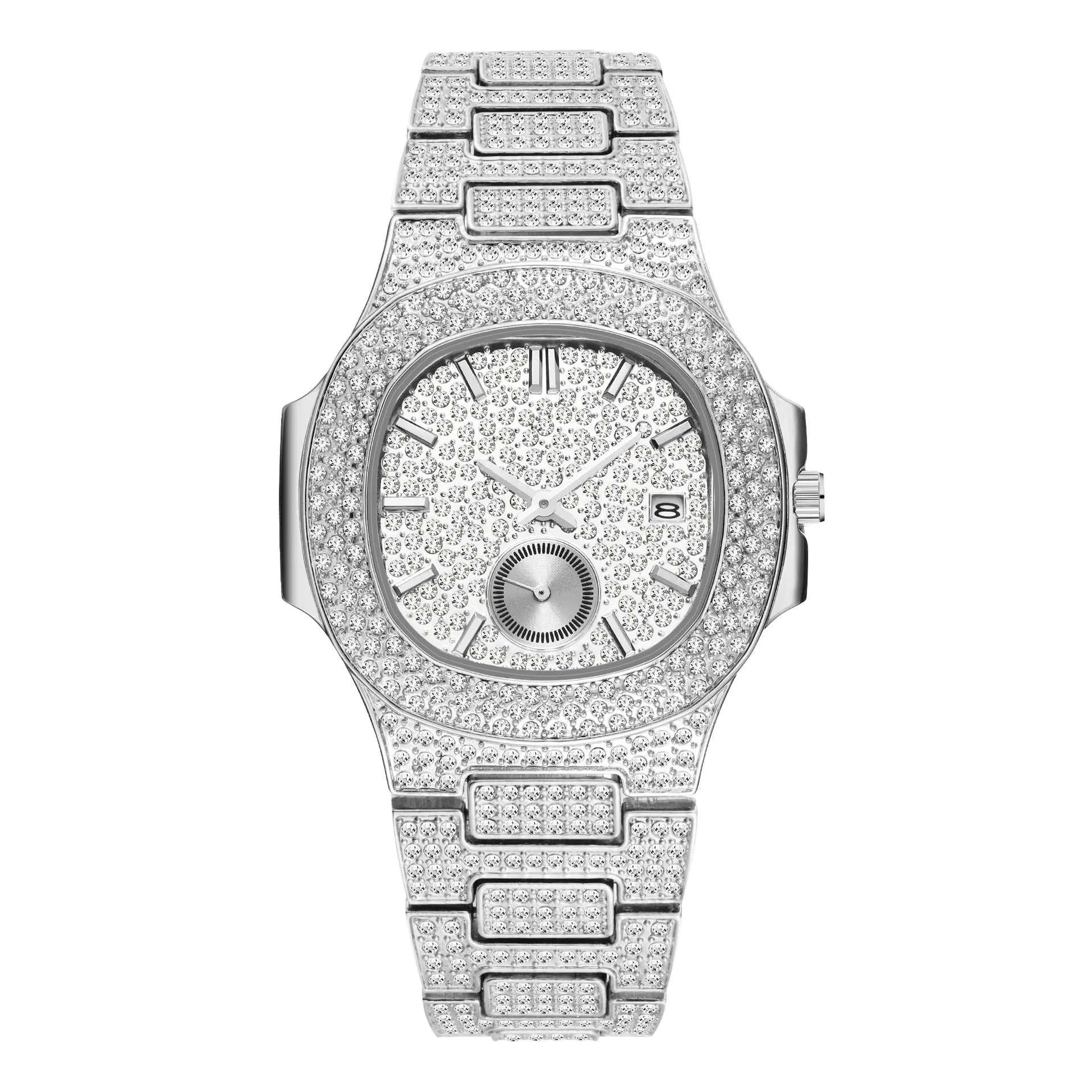 Luxury Bling Quartz Watch Relojes Men Hip Hop Gold Plated Waterproof Wristwatch Crystal Full Diamond Iced Out Quartz Watch