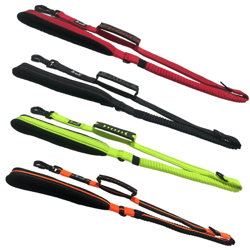 Tactical Nylon Dog Training Leash Reflective Bungee Heavy Duty Rope for Dogs All Seasons with RIBBONS
