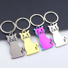 Creative Gift Promotional Cat Keychain Custom Metal Key Chains Animal Keyring Colour Cat Shaped Keychain Pendant Bag Accessories