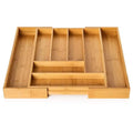 Eco Friendly 8 Compartments Adjustable Cutlery Tray Organizer Bamboo Kitchen Storage Box Drawer