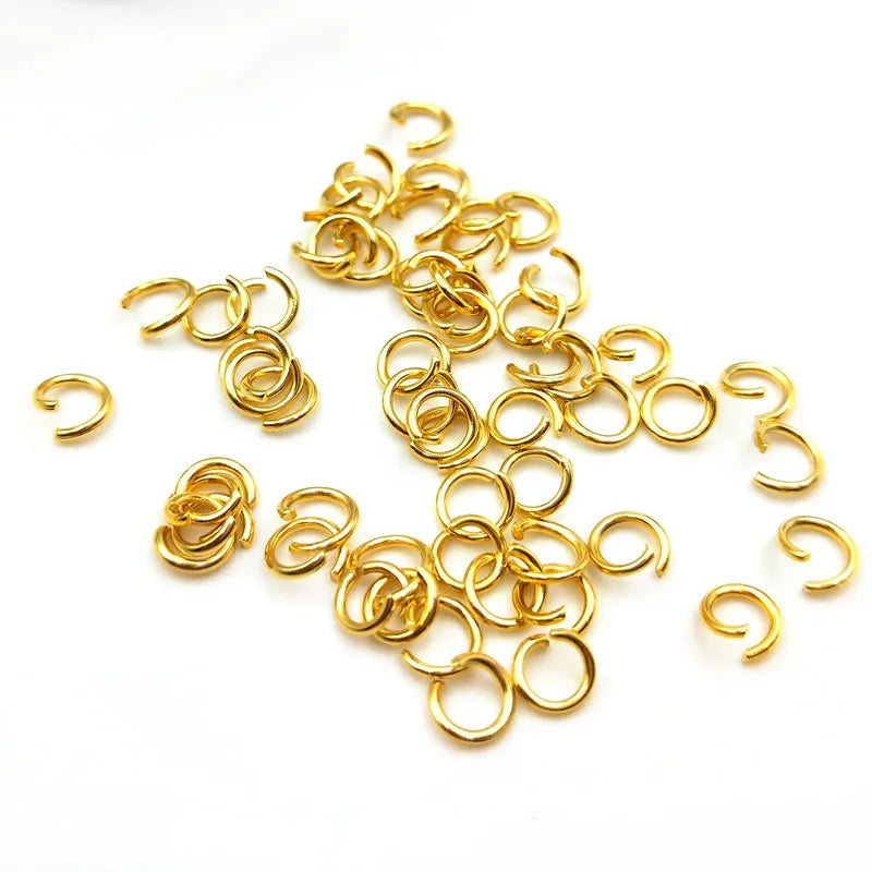 S1159 200pcs/bagHigh Quality 4mm 5mm 6mm 7mm 8mm 10mm 12mm 18K Gold Plated Stainless Steel Open Jump Rings MegaBDM